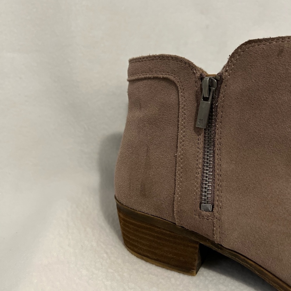 Luck Brand Size 10 Beige Suede Double Zipper  Leather Booties - Picture 7 of 16